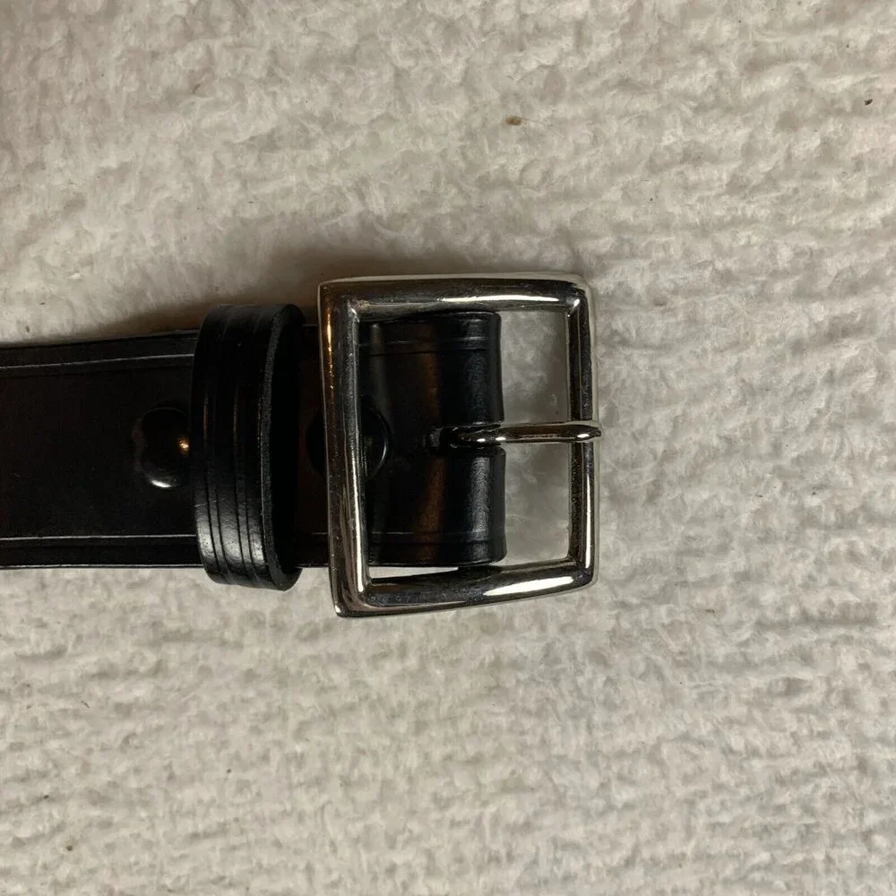 Cobra Tufskin Belt Men 32 Black Leather Chrome Buckle Dress EMS Corrections 9609